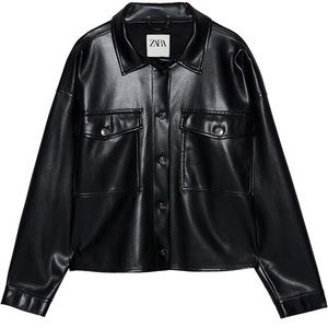 Zara cropped faux leather overshirt
